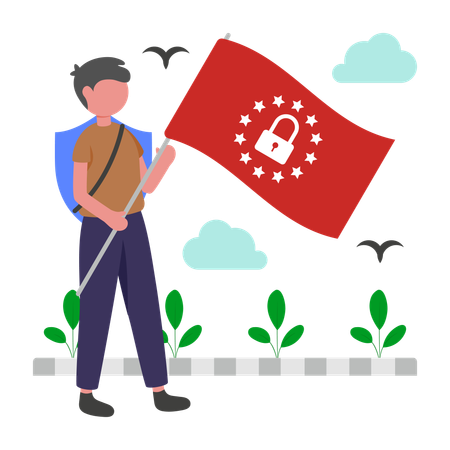Boy working on data mapping  Illustration