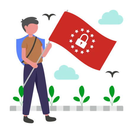 Boy working on data mapping  Illustration