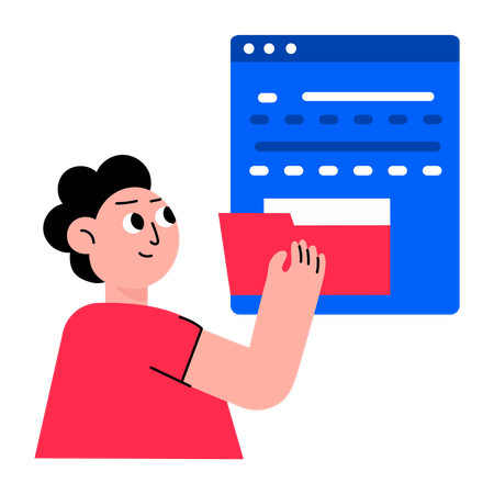 Boy working on data sorting  Illustration