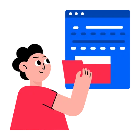 Boy working on data sorting  Illustration