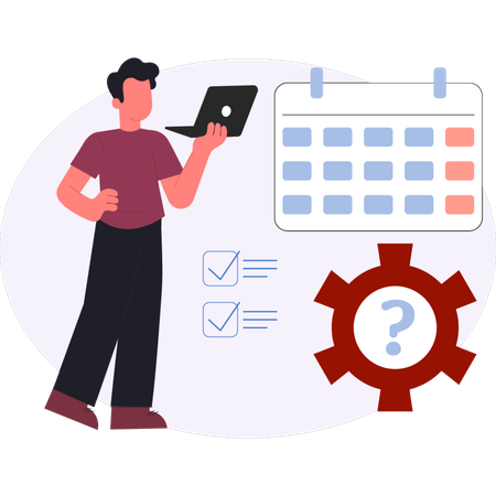 Boy  working on date calendar  Illustration