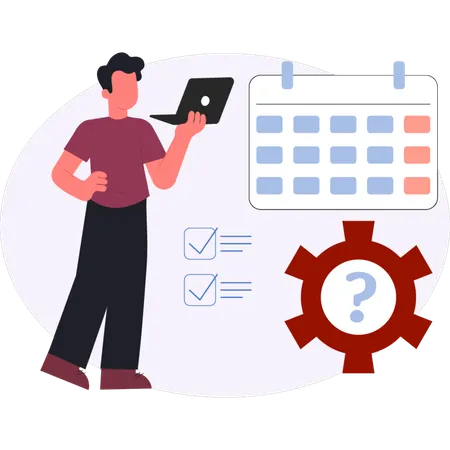 Boy  working on date calendar  Illustration
