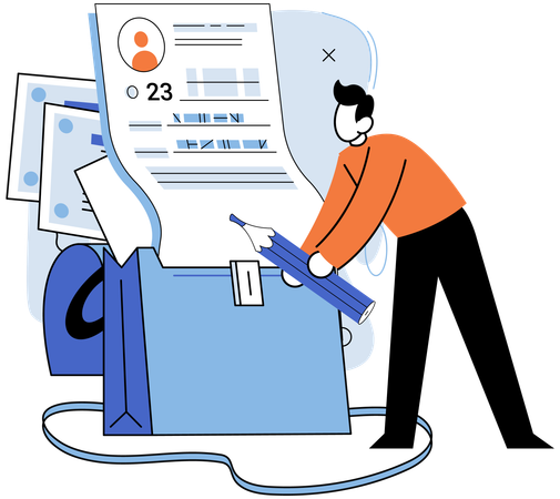 Boy working on developing personal profile  Illustration