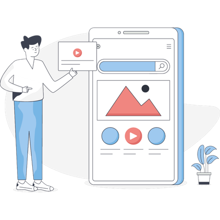 Boy Working On Digital Marketing Analytics  Illustration