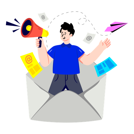 Boy working on Email Marketing  Illustration