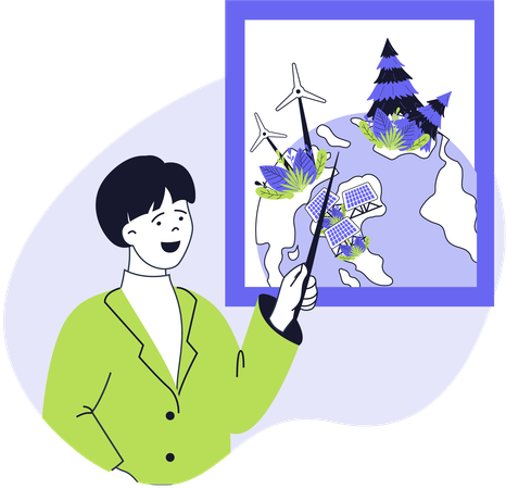 Boy working on global recycling  Illustration