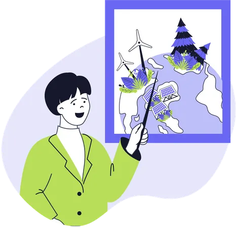 Boy working on global recycling  Illustration