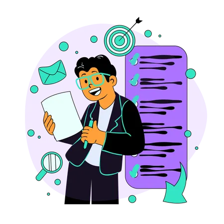 Boy working on Goal setting  Illustration