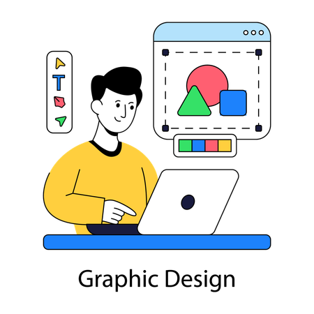 Boy working on graphic design  Illustration