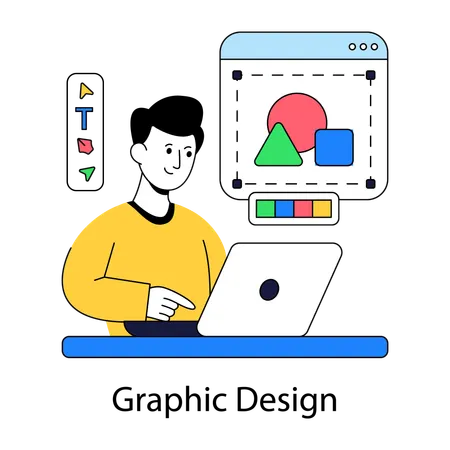Boy working on graphic design  Illustration