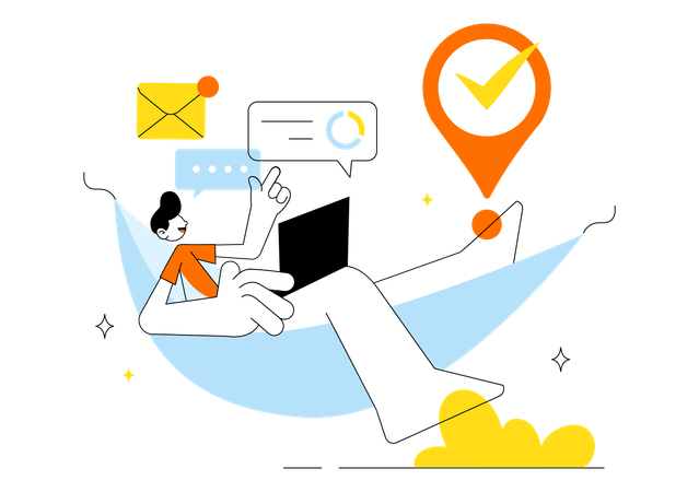 Boy working on Home Remote Working Setup  Illustration