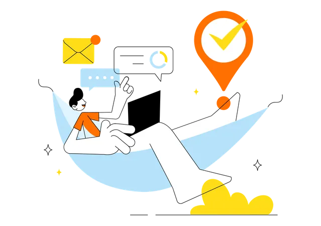 Boy working on Home Remote Working Setup  Illustration