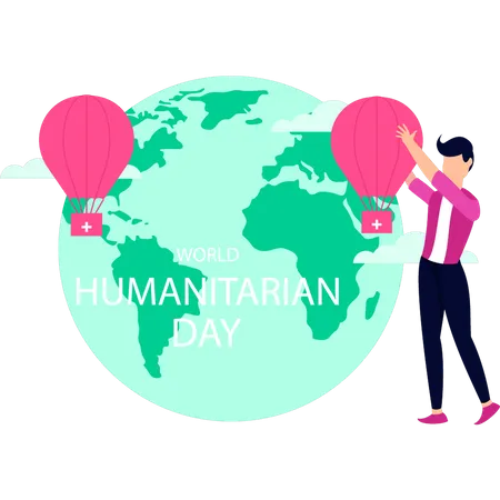The Boy Is Working On Humanitarian Day Illustration