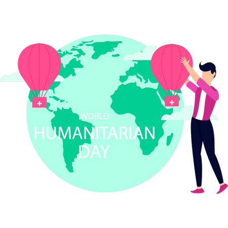 Boy working on Humanitarian Day  Illustration