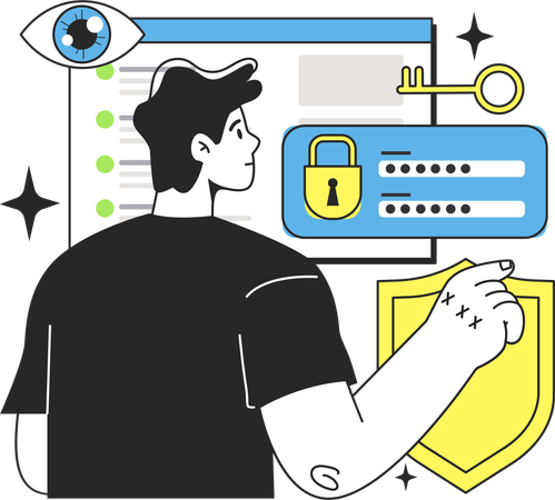 Boy working on login security  Illustration