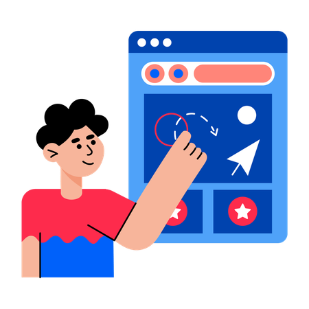 Boy working on microinteraction  Illustration