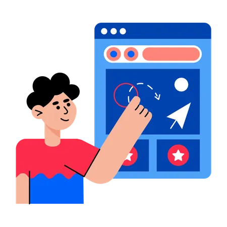 Boy working on microinteraction  Illustration