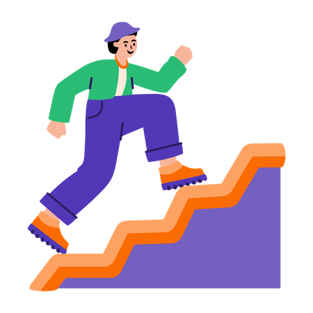 Boy working on personal growth  Illustration