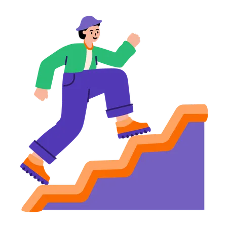 Boy working on personal growth  Illustration