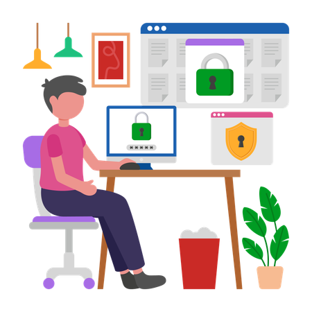 Boy working on Personal Security  Illustration