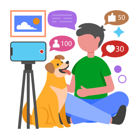Boy working on Pets Channel  Illustration
