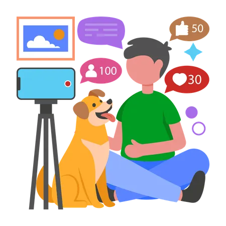 Boy working on Pets Channel  Illustration