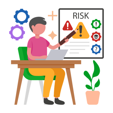 Boy working on Risk Management  Illustration