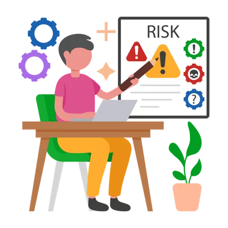 Boy working on Risk Management  Illustration