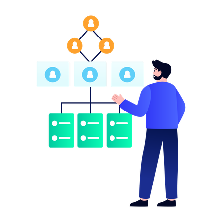 Boy working on sitemap  Illustration