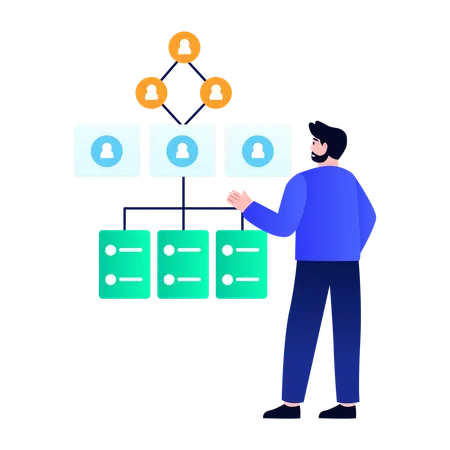Boy working on sitemap  Illustration