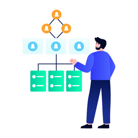 Boy working on sitemap  Illustration
