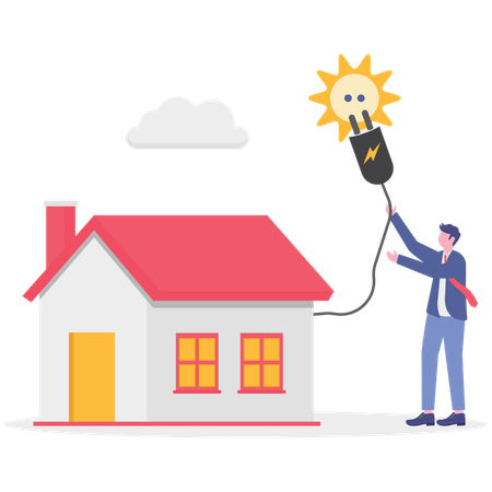 Boy working on smarthome  Illustration
