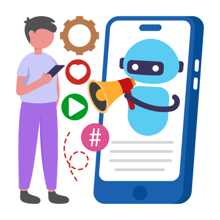 Boy working on Social Media Marketing  Illustration