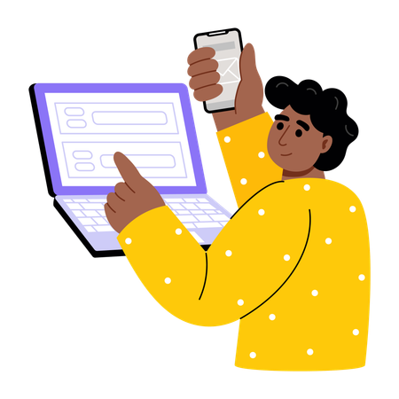 Boy working on software testing  Illustration