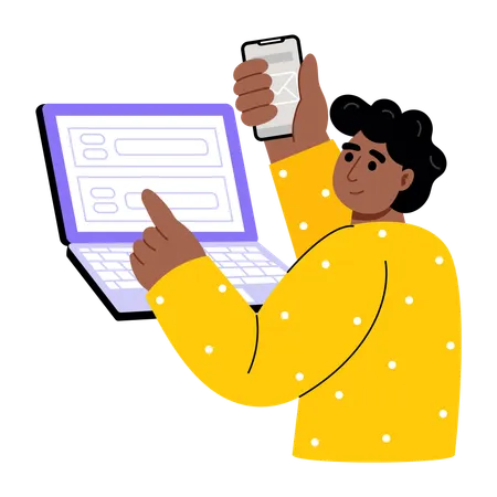 Boy working on software testing  Illustration