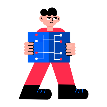 Boy working on source control  Illustration