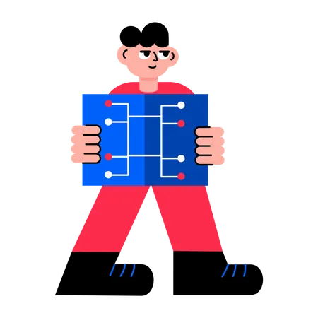 Boy working on source control  Illustration