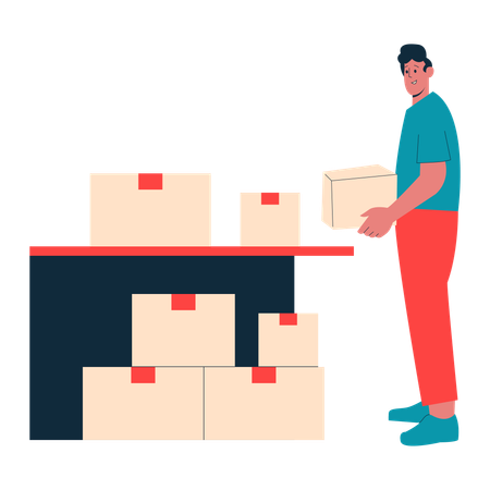Boy working on Supply Chain Management  Illustration