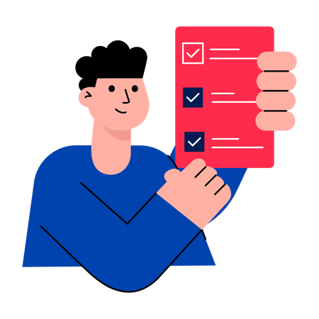 Boy working on task list  Illustration