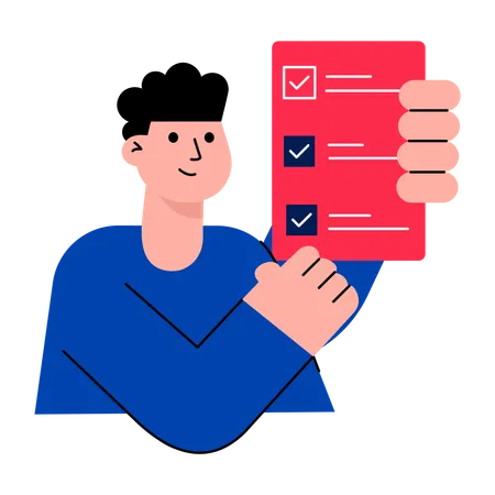 Boy working on task list  Illustration