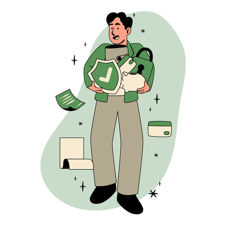 Boy working on Theft Protection  Illustration