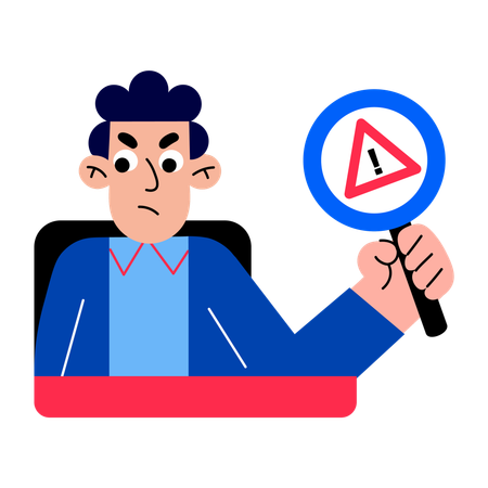 Boy working on threat detection  Illustration