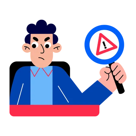 Boy working on threat detection  Illustration