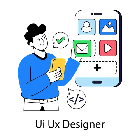 Boy working on ui ux design  Illustration