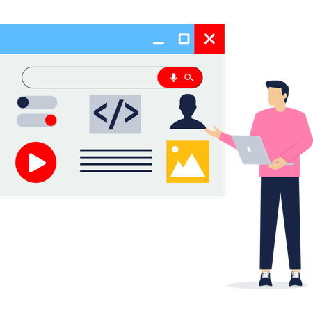 Boy working on ui ux design  Illustration