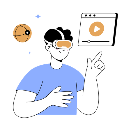 Boy working on virtual resolution  Illustration