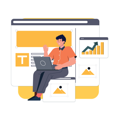 Boy working on Web Development  Illustration