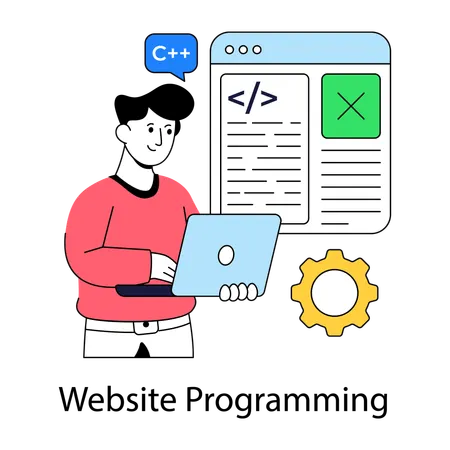 Boy working on web programming  Illustration