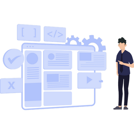 Boy working on website  Illustration