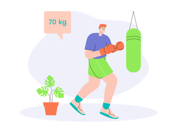 Boy working out at gym  イラスト